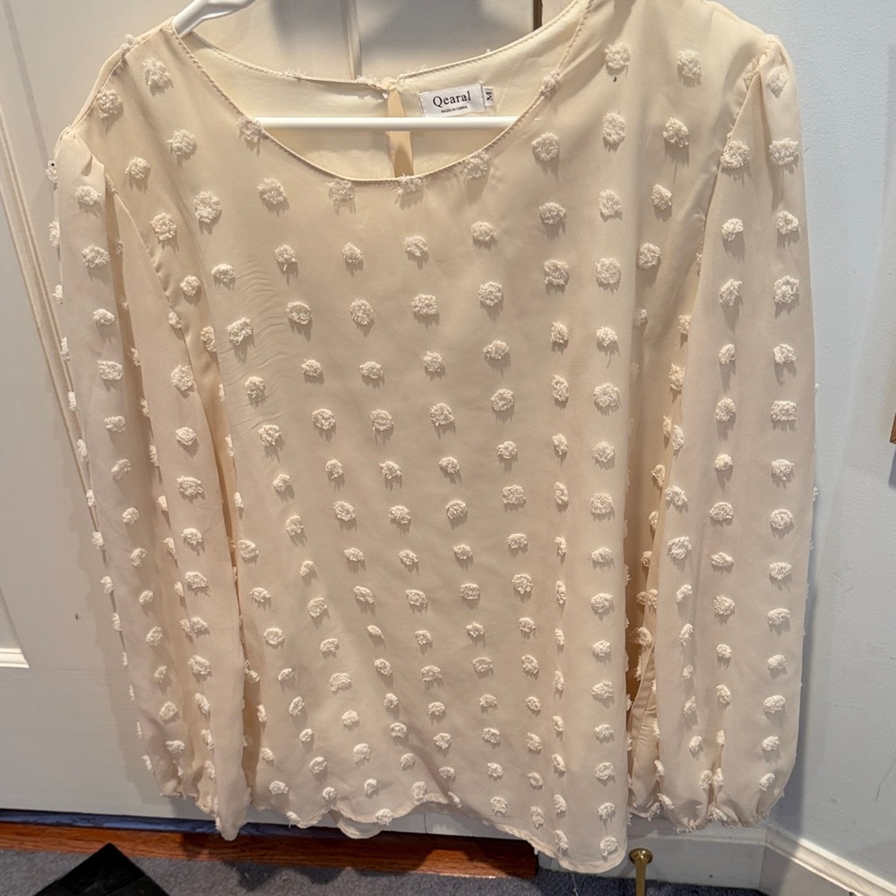 Cream Textured Women's blouse, medium